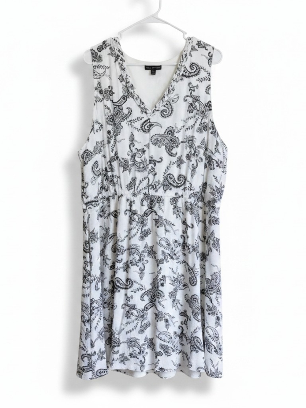 Lane Bryant Ivory Dress with Black Paisley